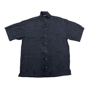 Tommy Bahama Hawaiian Shirt Black Silk Men's Large